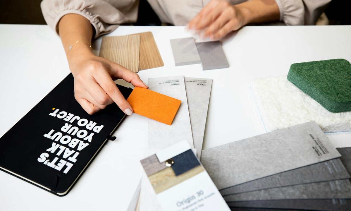 Procurement moodboard arranging interior product specifications